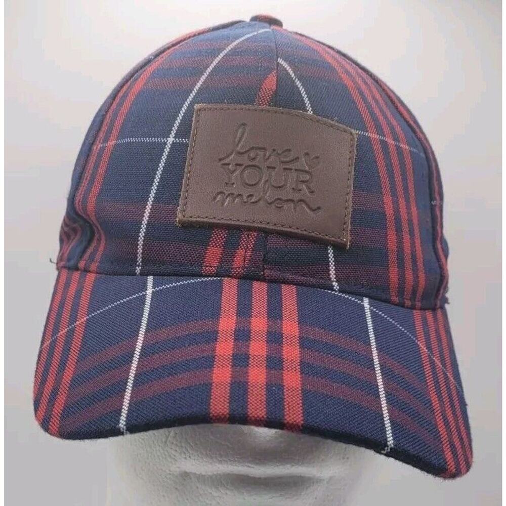 Love Your Melon Baseball Cap USA Made Plaid Red Blue Trucker hat Strapback